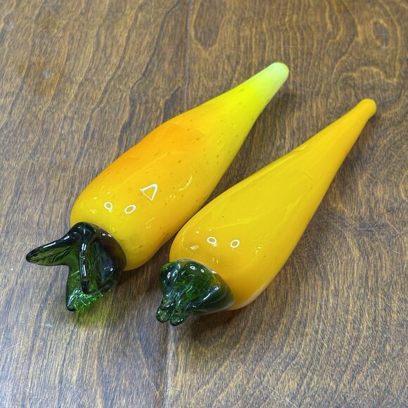 Murano style glass Vegetable 7.5" Two Carrots Handblown paper‎ weight decor - Picture 10 of 10